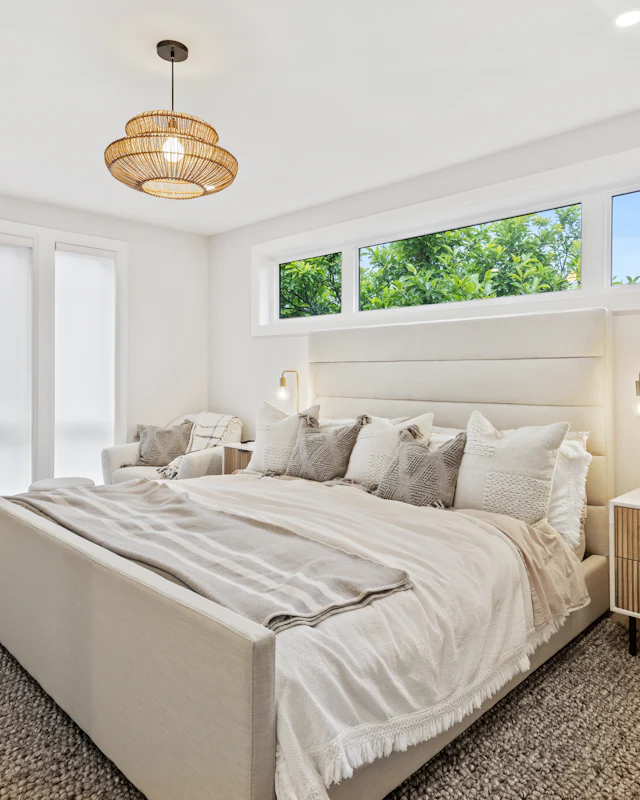 Calm, freshly cleaned bedroom with natural light